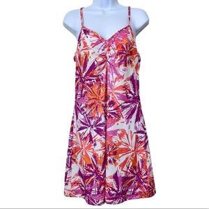 Prana Sonja Abstract Floral Dress Activewear Strappy Back Ruched Neck Women's XL